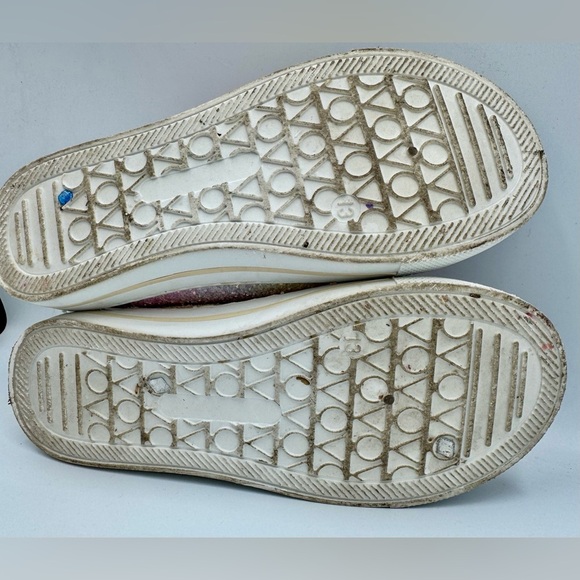 Sparkly Pink and Yellow Kids High-Top Sneakers Sz 13 - Picture 3 of 7